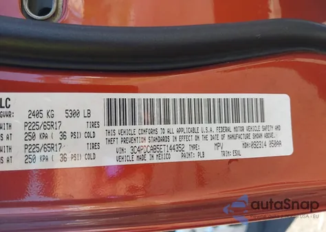 2014 Dodge Journey American Value Pkg z USA, uszkodzony, nr VIN 3C4PDCAB5ET144352